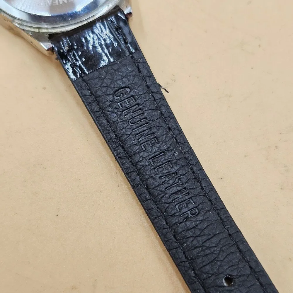 Vintage Avon Skeleton Heart Dial Ladies Watch Black Leather Band New Battery